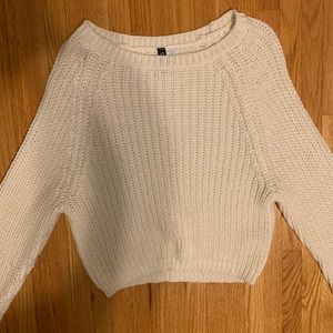 White cable knit sweater